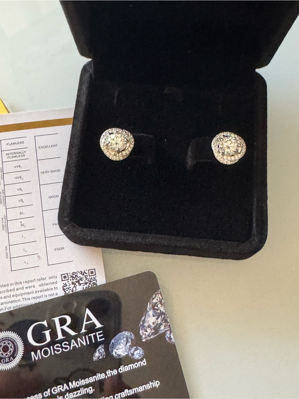 Round Halo Moissanite Stud Earrings - Silver Tone